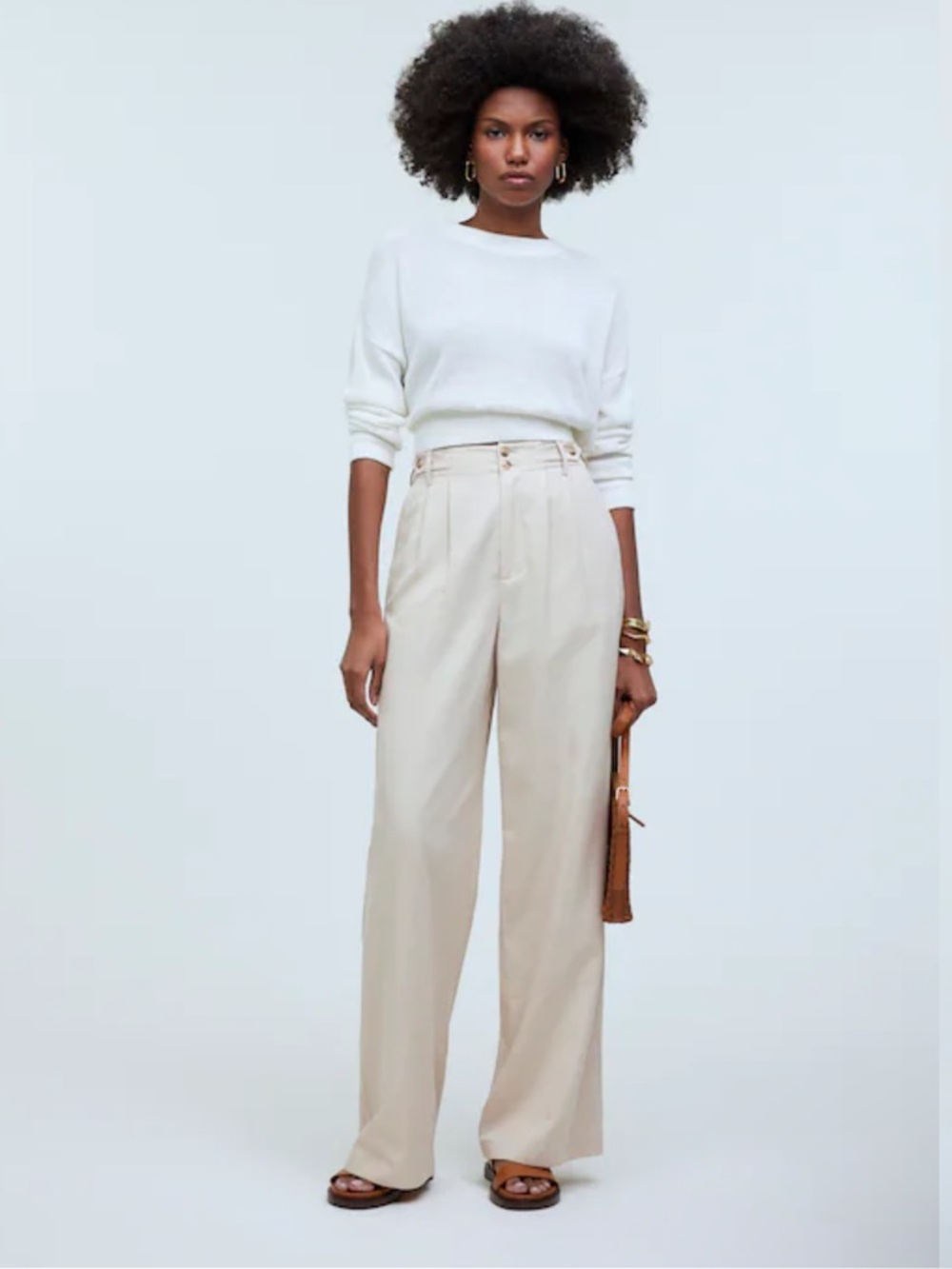 Madewell The Harlow Wide-Leg Pant in Hatvest Moon Tan Size 2 Drappy Trousers